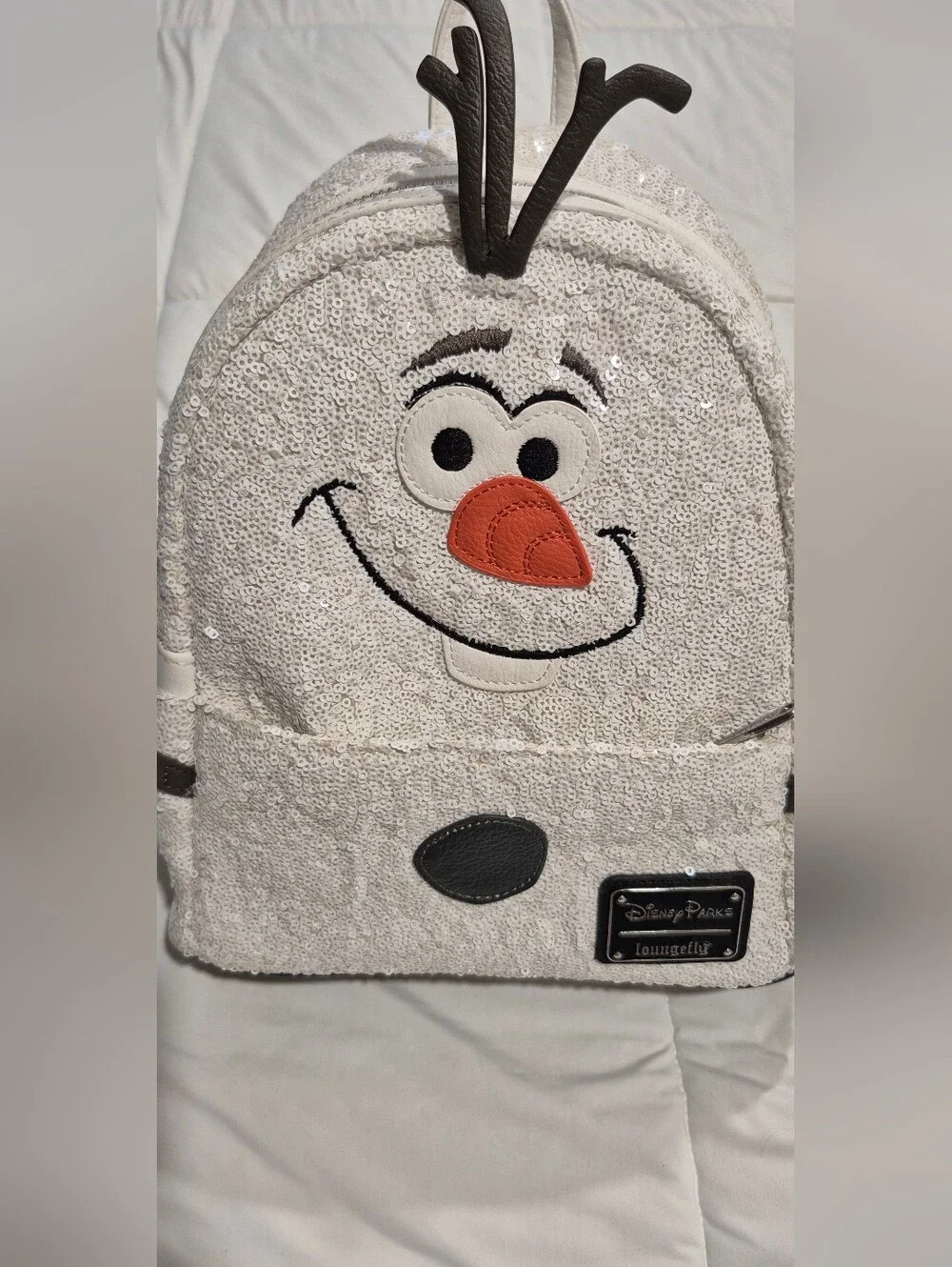 Loungefly Disney Olaf Sequin Mini Backpack - White